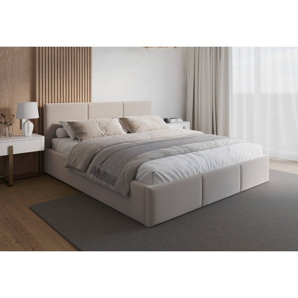 FDM Polsterbett AMBER modern mit Bettkasten MADE IN EU - mit Trinity Velours Bezug (verfügbar 90x200 120x200 140x200 160x200 180x200cm, Bettrahmen, Bett, mit gr