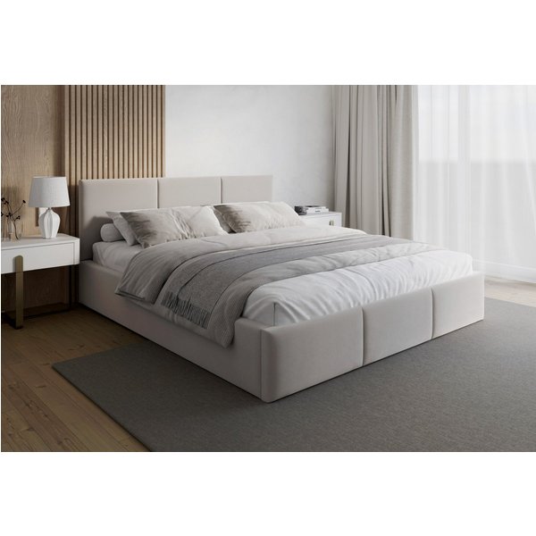 FDM Polsterbett BELORA modern mit Bettkasten MADE IN EU - mit Trinity Velours Bezug (verfügbar 90x200 120x200 140x200 160x200 180x200cm, Bettrahmen, Bett, mit g