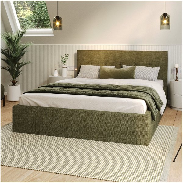 FDM Polsterbett BOHO Bettgestell 90x200, 120x200, 140x200, 160x200, 180x200cm (Polsterbett modern mit Bettkasten MADE IN EU - mit hochwertigem Ottawa Bezug, ver