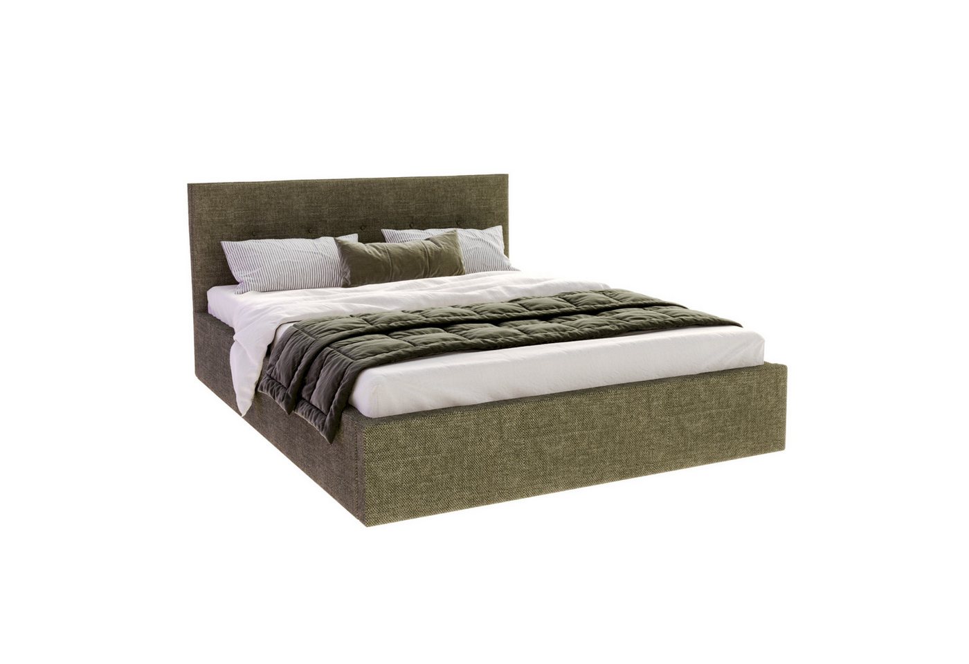 FDM Polsterbett BOHO Bettgestell 90x200, 120x200, 140x200, 160x200, 180x200cm (Polsterbett modern mit Bettkasten MADE IN EU - mit hochwertigem Ottawa Bezug, ver – Bild 2 von 5