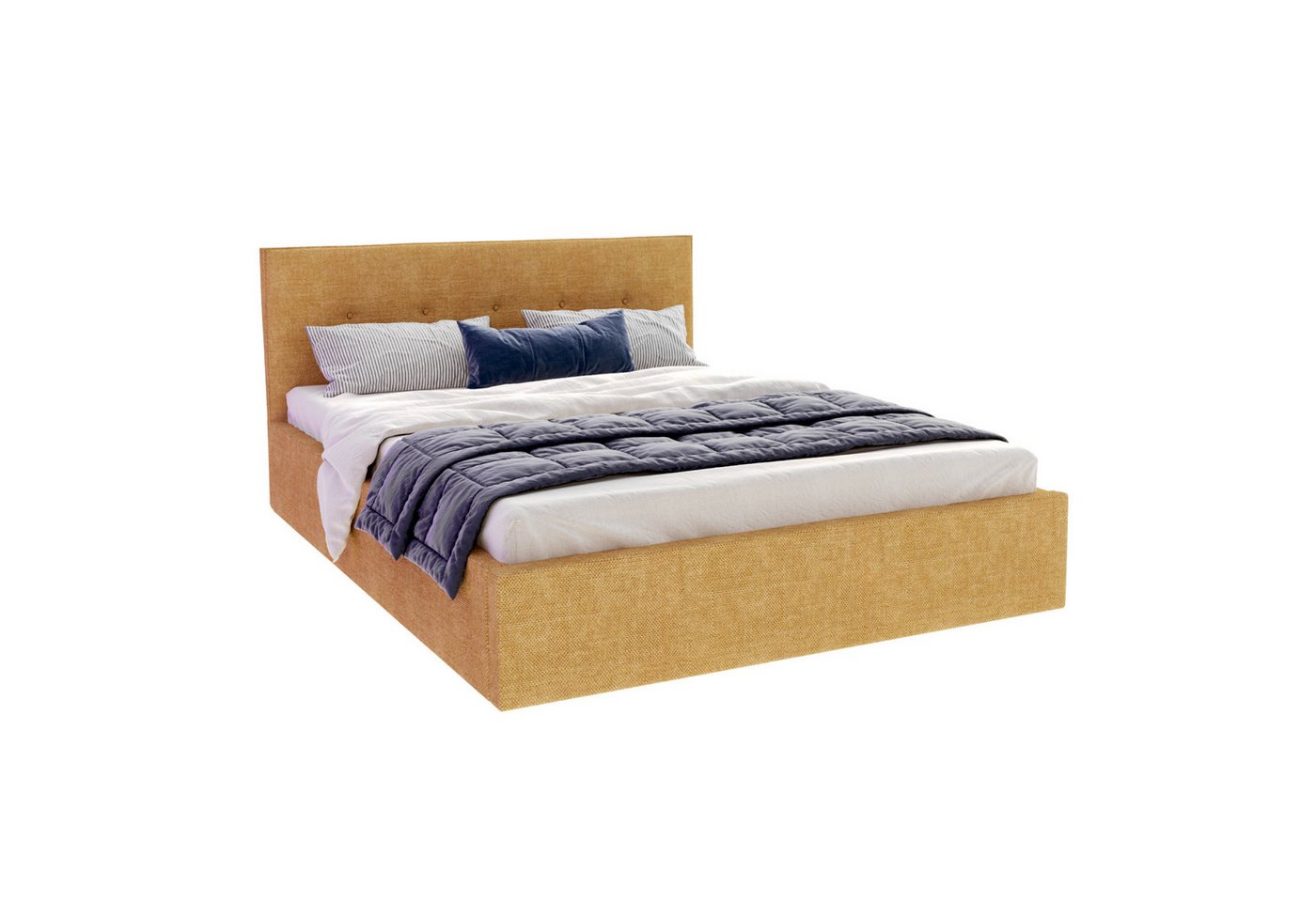 FDM Polsterbett BOHO Bettgestell 90x200, 120x200, 140x200, 160x200, 180x200cm (Polsterbett modern mit Bettkasten MADE IN EU - mit hochwertigem Ottawa Bezug, ver – Bild 2 von 5