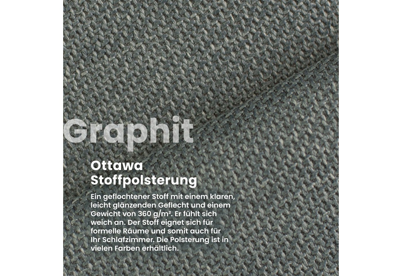 FDM Polsterbett BOHO Bettgestell 90x200, 120x200, 140x200, 160x200, 180x200cm (Polsterbett modern mit Bettkasten MADE IN EU - mit hochwertigem Ottawa Bezug, ver – Bild 4 von 5