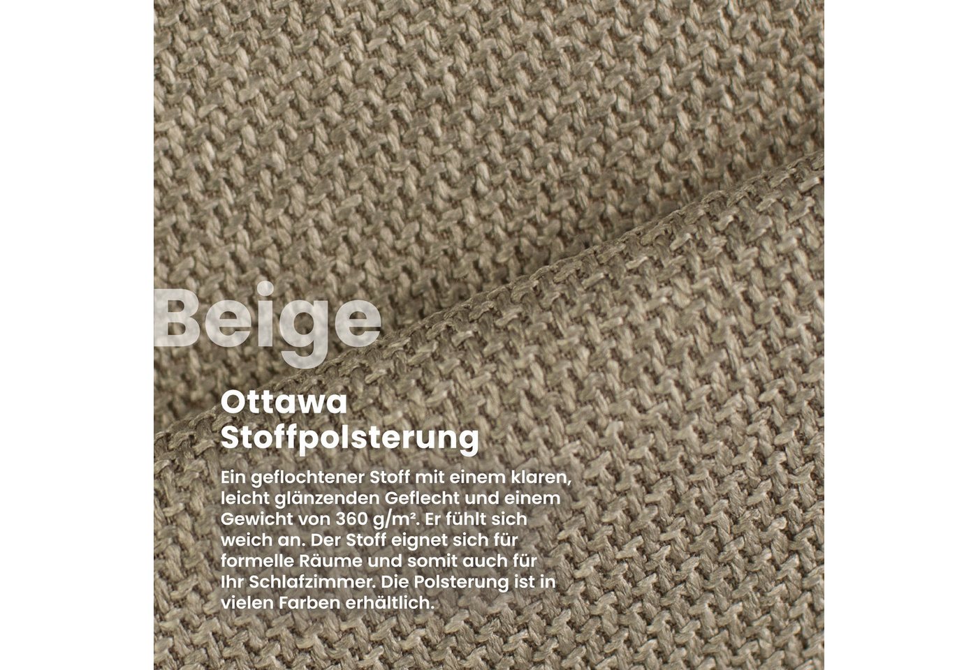 FDM Polsterbett BOHO Bettgestell 90x200, 120x200, 140x200, 160x200, 180x200cm (Polsterbett modern mit Bettkasten MADE IN EU - mit hochwertigem Ottawa Bezug, ver – Bild 4 von 5
