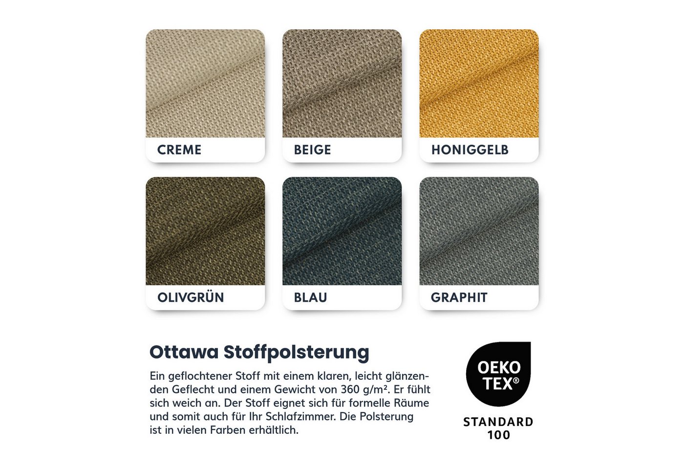 FDM Polsterbett BOHO Bettgestell 90x200, 120x200, 140x200, 160x200, 180x200cm (Polsterbett modern mit Bettkasten MADE IN EU - mit hochwertigem Ottawa Bezug, ver – Bild 5 von 5