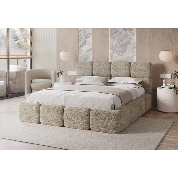 FDM Polsterbett CLOUDY Bettgestell Bett 140x200, 160x200, 180x200 cm Bestseller (verfügbar 140x200 160x200 180x200cm, Bettrahmen, Bett, mit großen gepolsterten 