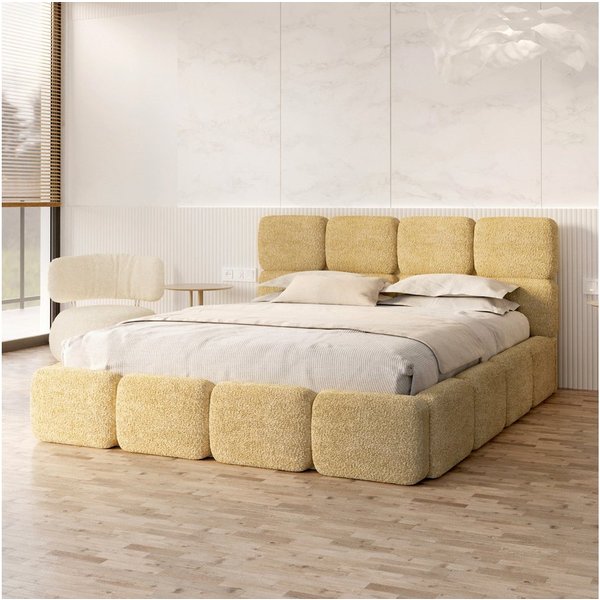 FDM Polsterbett CLOUDY Bettgestell Bett 140x200, 160x200, 180x200 cm Bestseller (verfügbar 140x200 160x200 180x200cm, Bettrahmen, Bett, mit großen gepolsterten 
