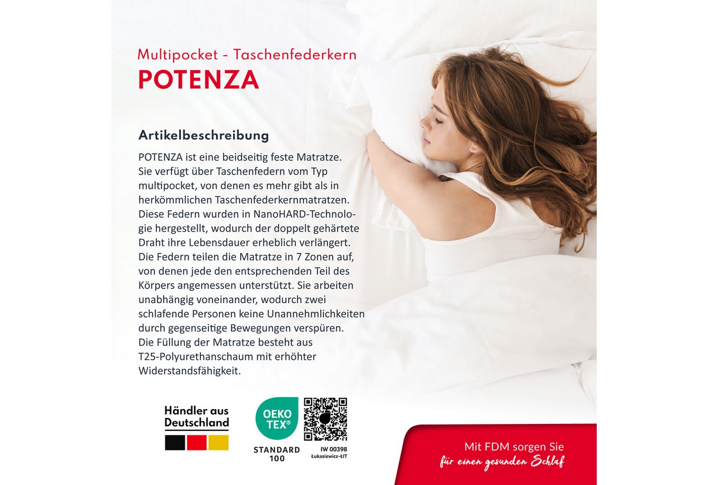Taschenfederkernmatratze POTENZA, FDM, 16 cm hoch, (1) – Bild 3 von 5