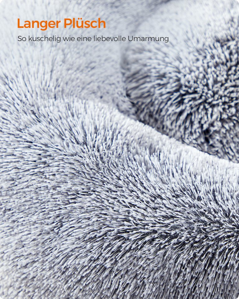 FEANDREA Hundebett flauschig, Katzenbett, Donut Kissen, waschbar, 70 cm Durchmesser, Polsterung in der Mitte herausnehmbar, flauschig – Bild 4 von 5