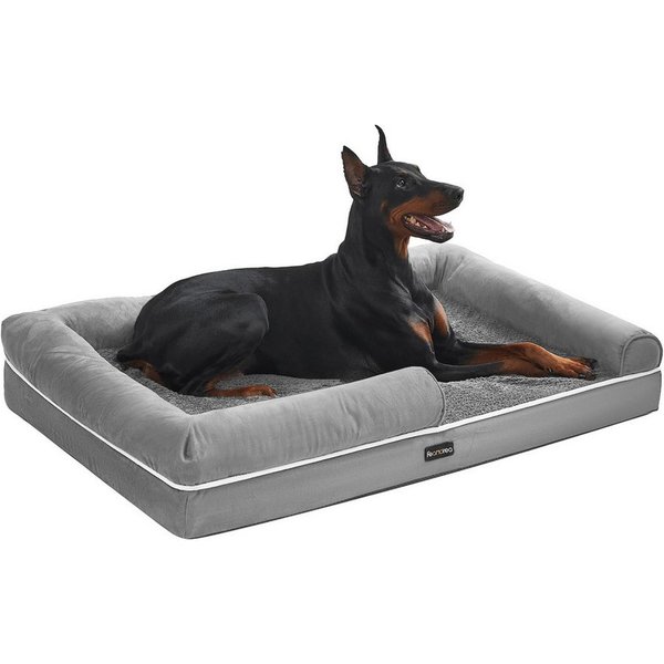 FEANDREA Hundebett Orthopädisches, Bezug abnehmbar und waschbar, rutschfeste, 120 x 85 x 20 cm, weiche Polsterung, erhöhte Ränder, Hundekorb