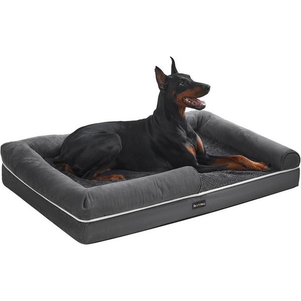 FEANDREA Hundebett Orthopädisches, Bezug abnehmbar und waschbar, rutschfeste, 120 x 85 x 20 cm, weiche Polsterung, erhöhte Ränder, Hundekorb