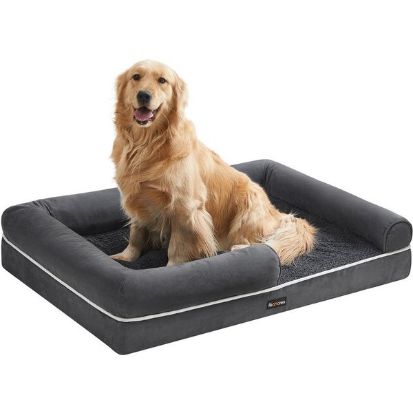 FEANDREA Hundebett Orthopädisches, Bezug abnehmbar und waschbar, rutschfeste, 112 x 81 x 18 cm, weiche Polsterung, erhöhte Ränder, Hundekorb