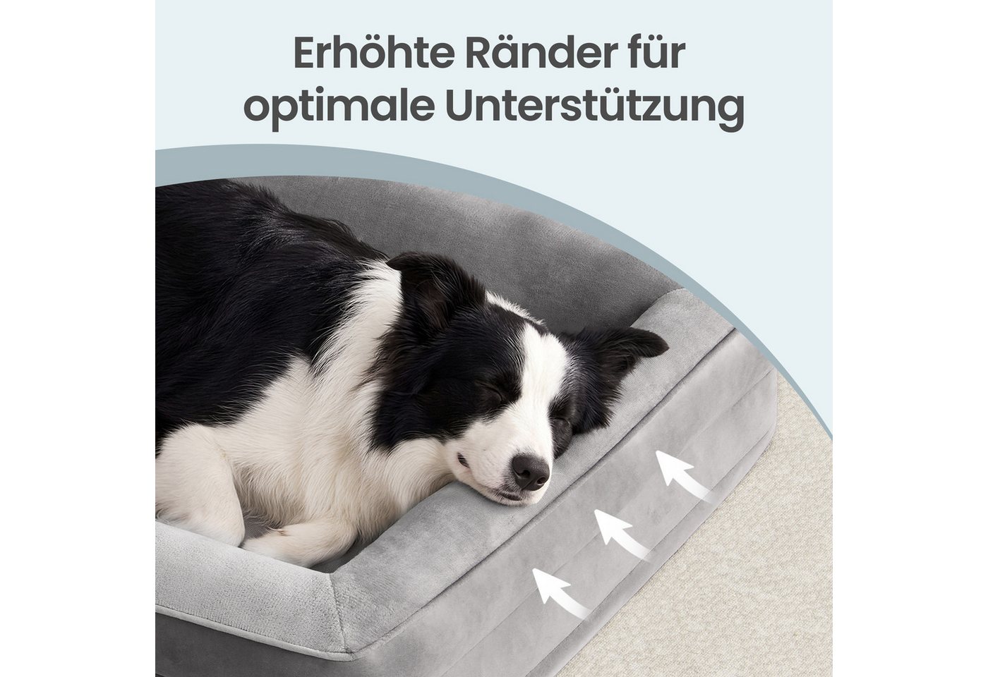 FEANDREA Tierbett Bezug abnehmbar, waschbar, rutschfest, Innenfutter wasserabweisend, 104 x 69 x 17 cm, Bezug abnehmbar, rutschfest, XL, erhöhter Rand – Bild 4 von 5