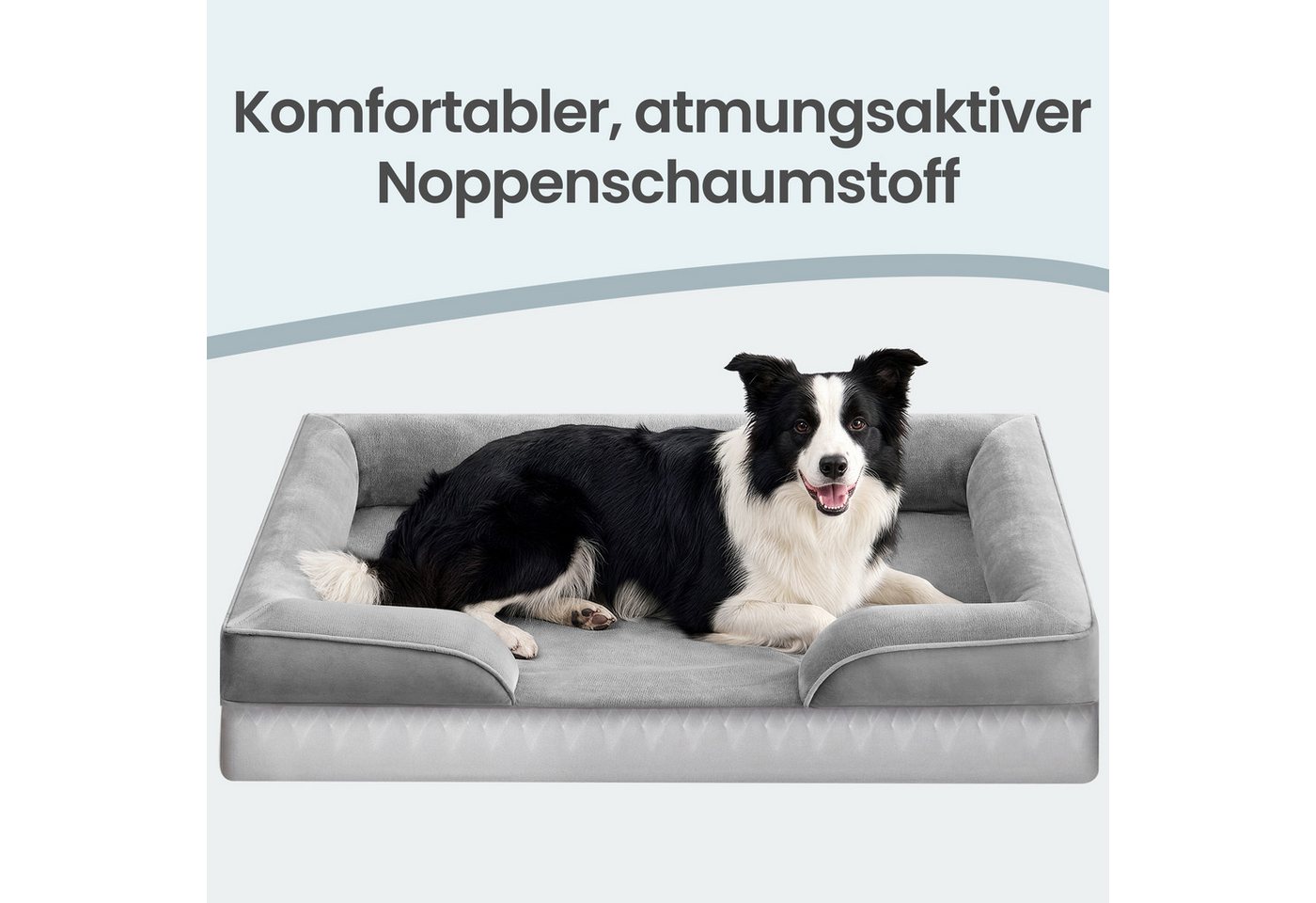 FEANDREA Tierbett Bezug abnehmbar, waschbar, rutschfest, Innenfutter wasserabweisend, 104 x 69 x 17 cm, Bezug abnehmbar, rutschfest, XL, erhöhter Rand – Bild 5 von 5
