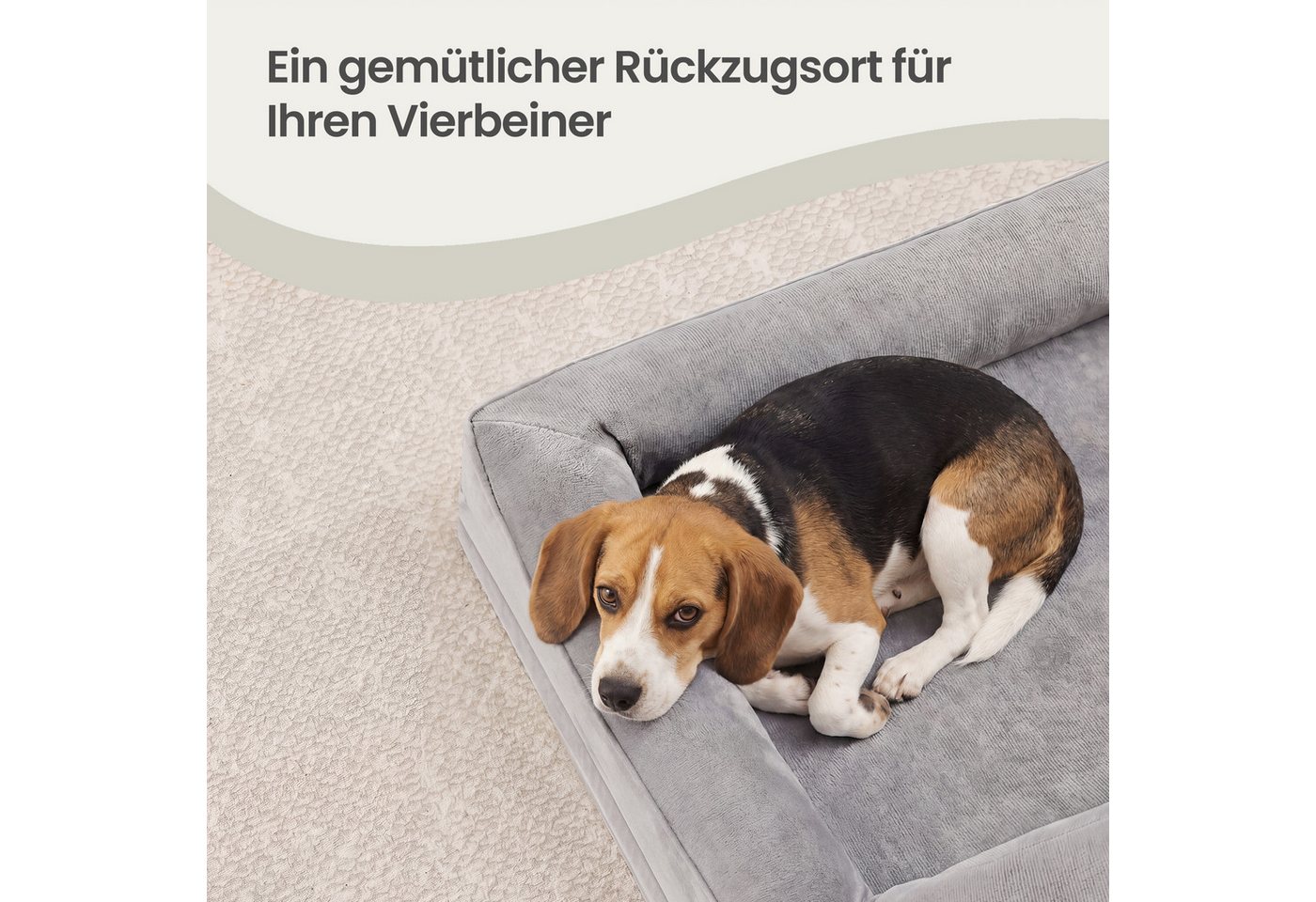 FEANDREA Tierbett Bezug abnehmbar, waschbar, rutschfest, Innenfutter wasserabweisend, 89 x 63 x 16 cm, Bezug abnehmbar, rutschfest, Hundekissen L – Bild 4 von 5