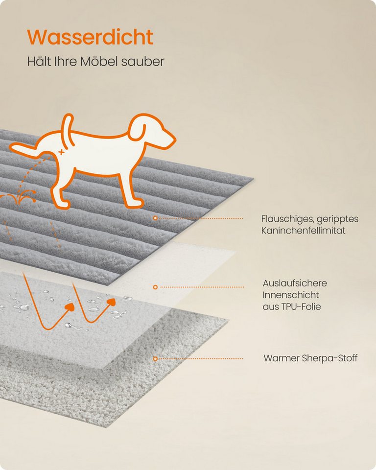 FEANDREA Tierdecke Hundedecke, wasserdichte Decke, beidseitig verwendbar, Hundesofa, S, 73 x 63 cm, für Minihunde – Bild 3 von 5