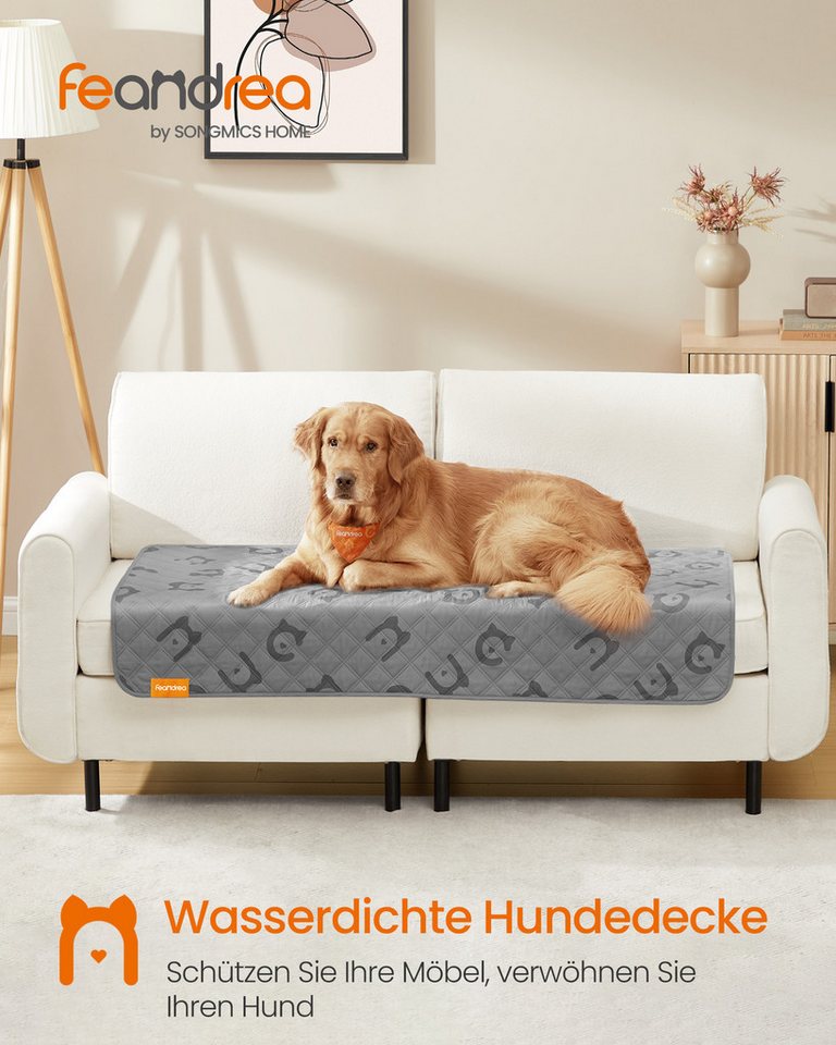 FEANDREA Tierdecke Wasserdichte Hundedecke, Decke, Autoschondecke, Sofaschutz, taubengrau, 135 x 76 cm, maschinenwaschbar, rutschfeste Unterseite, Stepp-Design – Bild 2 von 5