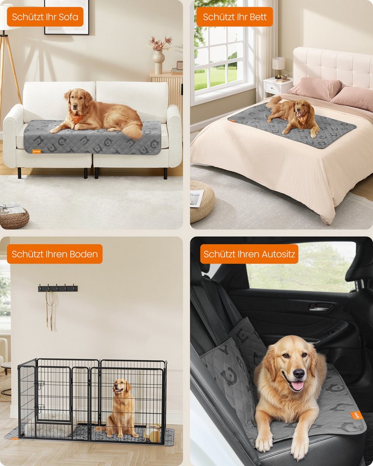 FEANDREA Tierdecke Wasserdichte Hundedecke, Decke, Autoschondecke, Sofaschutz, taubengrau, 135 x 76 cm, maschinenwaschbar, rutschfeste Unterseite, Stepp-Design – Bild 4 von 5
