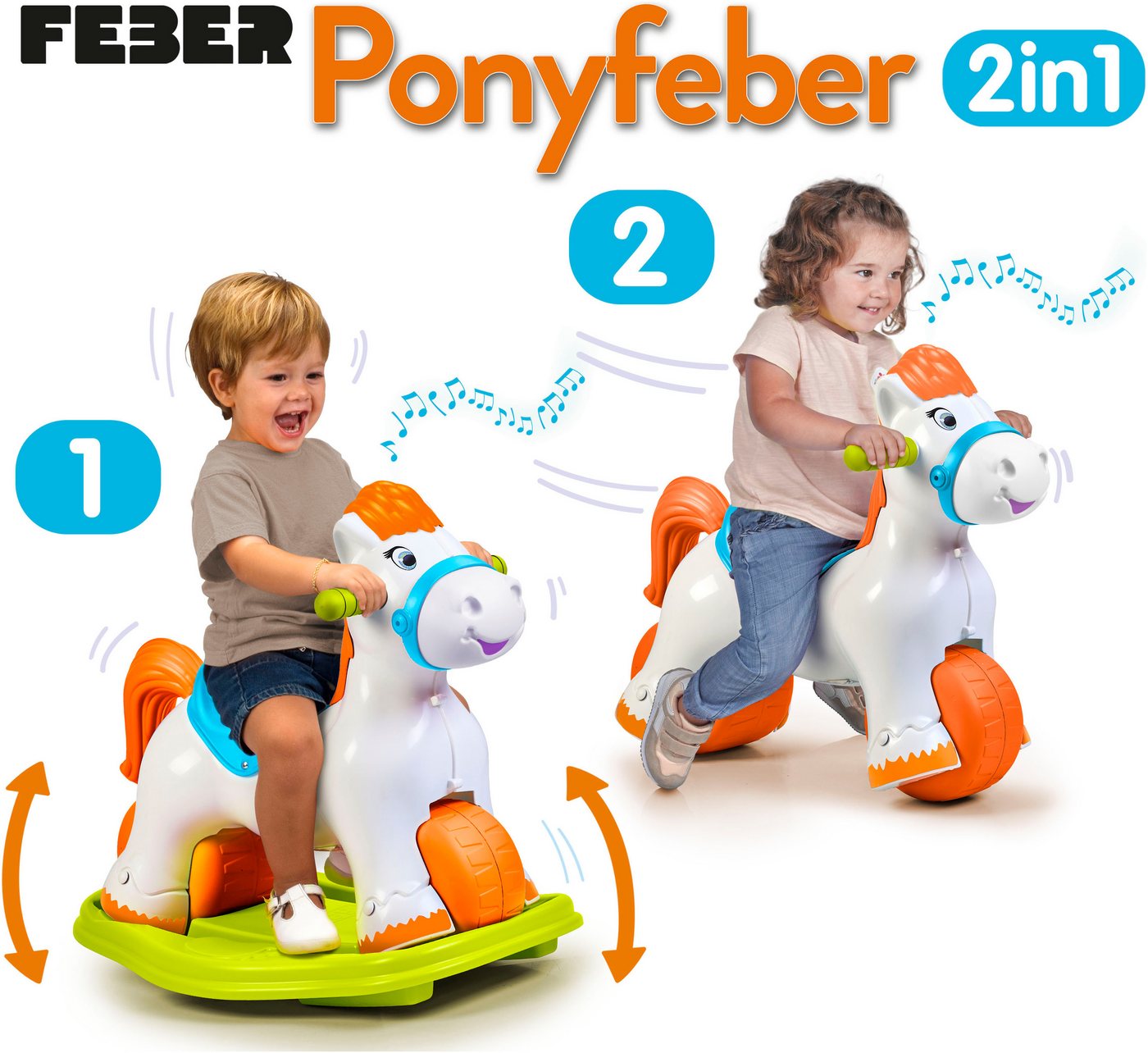 Feber® Schaukelpferd Ponyferber 2in1, mit Licht- und Soundeffekt, Made in Europe – Bild 4 von 5