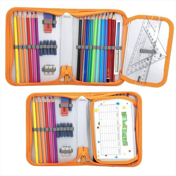 Idena Federmäppchen Idena Federmappe Sound Kopfhörer-Design Gelb-Orange - Komplett-Set 28