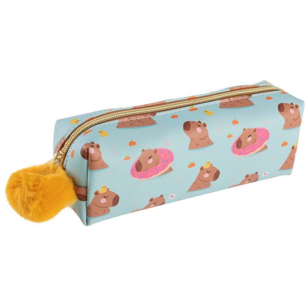 Idena Federmäppchen Idena Schlamper Fluffy Capybara blau 205x60x70mm Verschluss mit Pompom