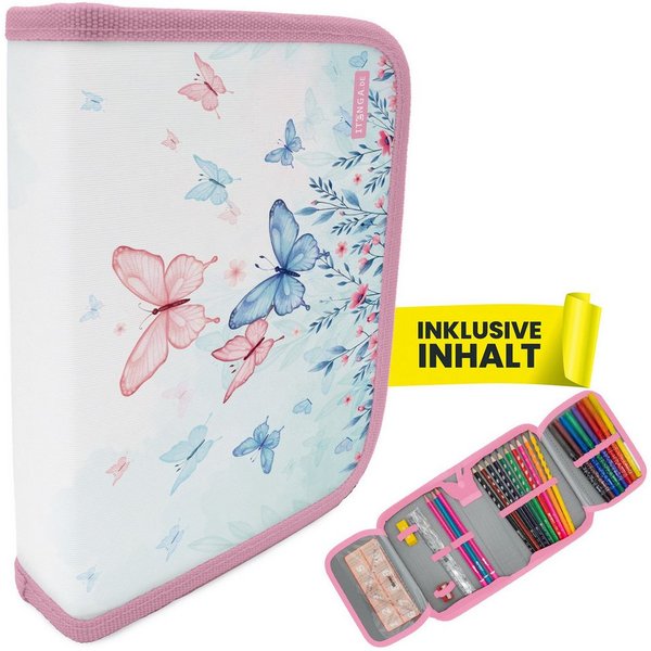 itenga Federmäppchen itenga Schüler-Etui Mäppchen Schmetterling Elara 28 teilig (gefüllt) 1