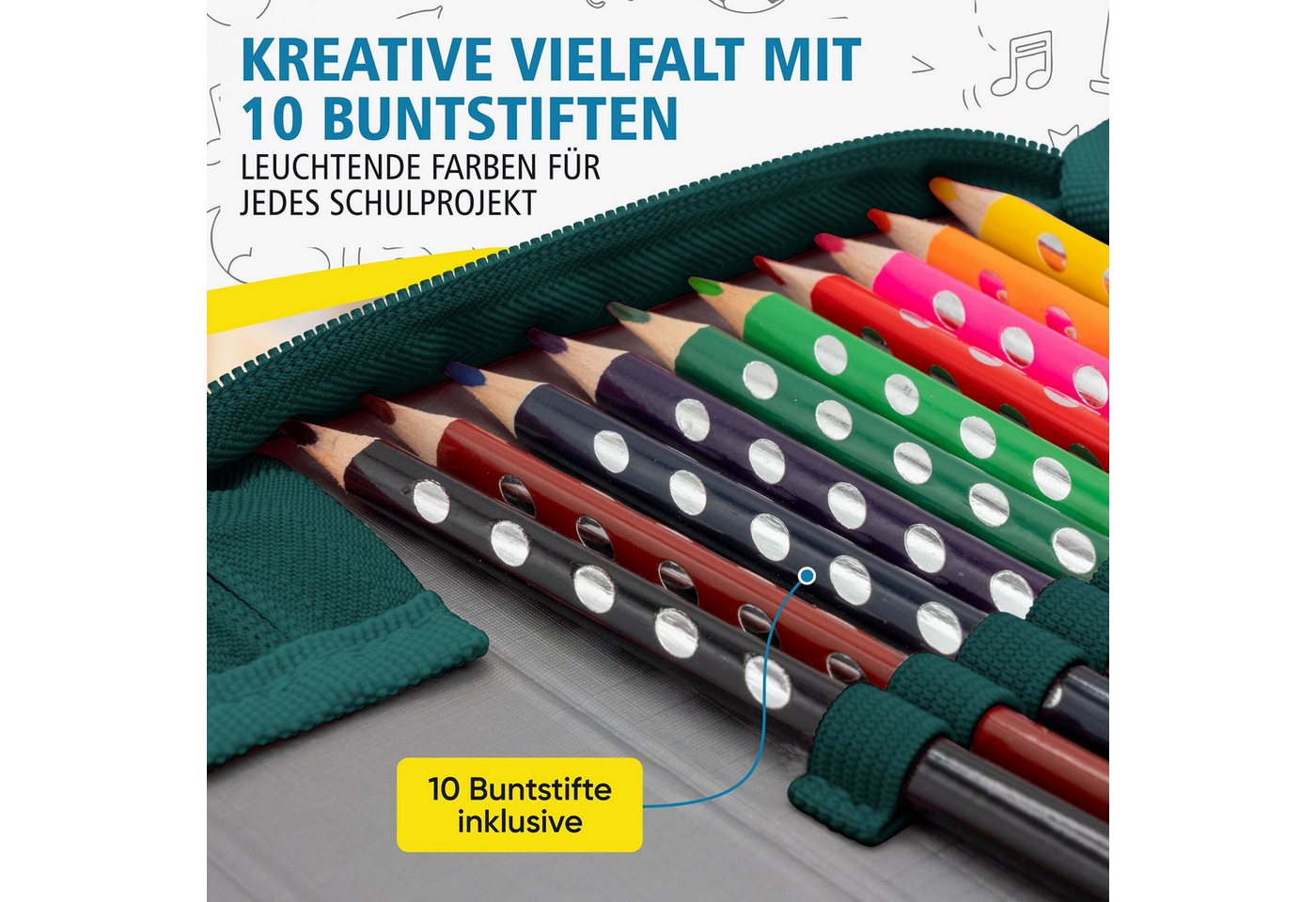 itenga Federmäppchen itenga Schüler-Etui Mäppchen Traktor Turbo Trak 28 teilig (gefüllt) 1- – Bild 5 von 5