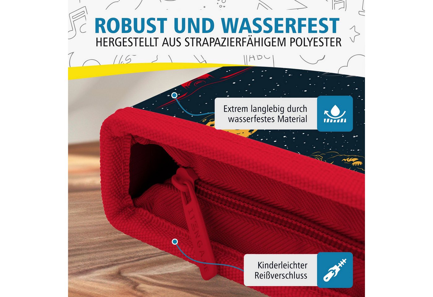itenga Federmäppchen itenga Schüler-Etui Mäppchen Weltraum 28 teilig (gefüllt) 1-Zipper – Bild 3 von 5