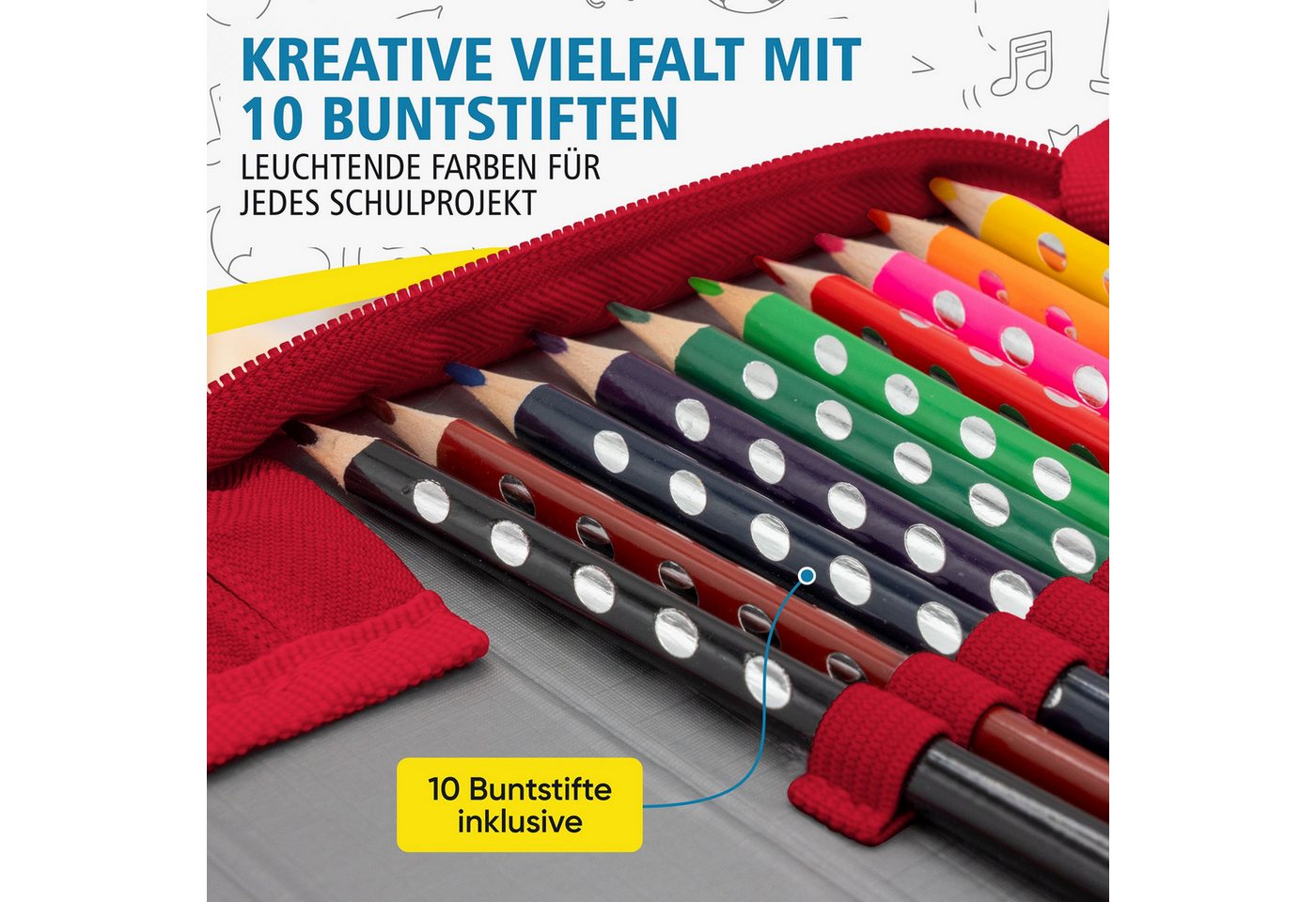 itenga Federmäppchen itenga Schüler-Etui Mäppchen Weltraum 28 teilig (gefüllt) 1-Zipper – Bild 5 von 5