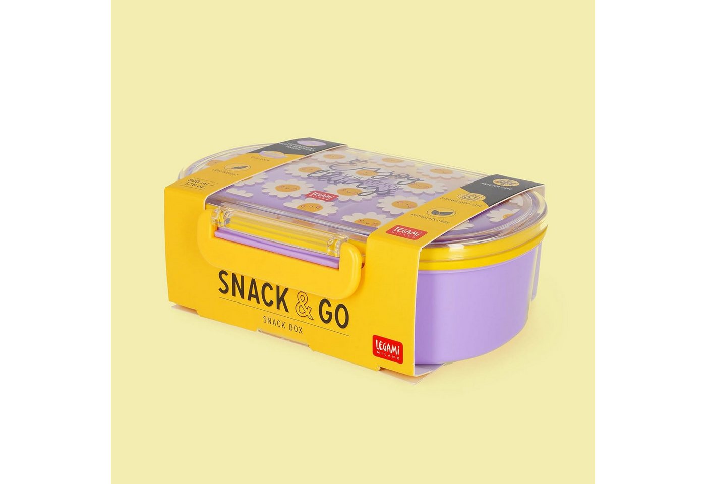 Legami Federmäppchen LEGAMI Snack & Go Lunchbox Daisy 500 ml mit Trenner – Bild 3 von 4
