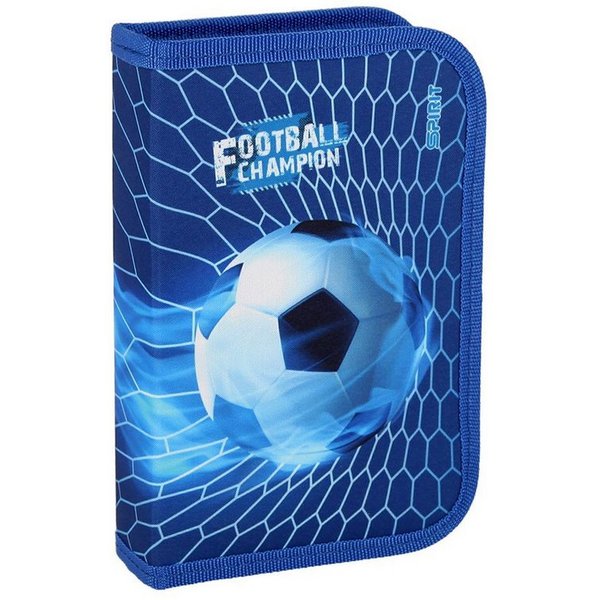 Spirit Federmäppchen SPIRIT Schüler Etui 28 teilig 1-Zipper Mäppchen FUSSBALL blau