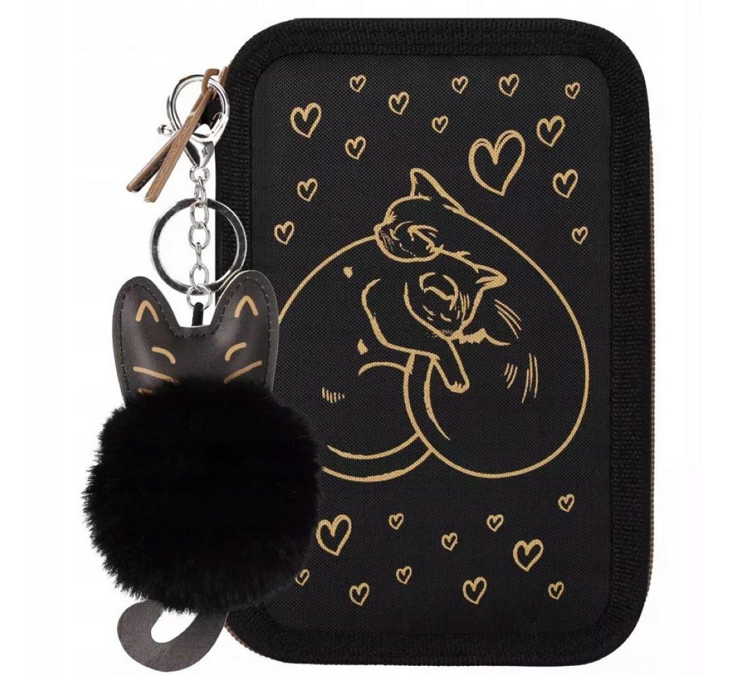 Starpak Federmäppchen Starpak Federmäppchen 3-Fach Mädchen Goldene Katzen Herz mit Zubehör, (1-tlg) – Bild 2 von 5