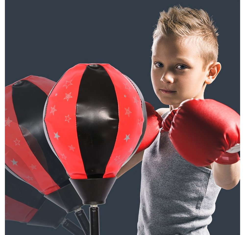 Feel2Home Boxsack Kinder Standboxsack + Boxhandschuhe verstellbar Punching Ball Boxbirne (Trainingsset, 1-tlg., 4-teiliges Set), Spezieller Gummi-Ball – Bild 2 von 5