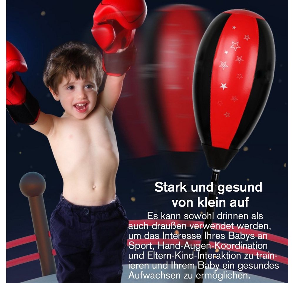 Feel2Home Boxsack Kinder Standboxsack + Boxhandschuhe verstellbar Punching Ball Boxbirne (Trainingsset, 1-tlg., 4-teiliges Set), Spezieller Gummi-Ball – Bild 3 von 5