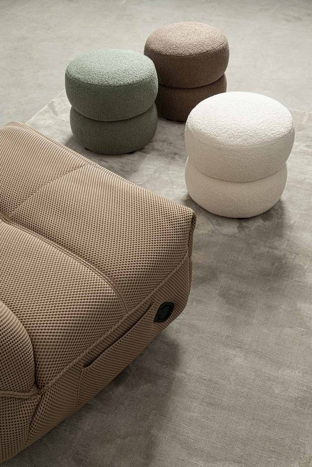 Feeling4Home Sitzhocker Gabby aus Boucle-Stoff, Braun – Bild 2 von 4
