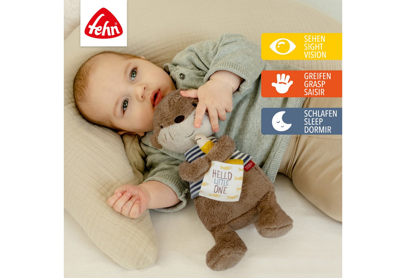 Fehn Kuscheltier Otter Theo, Otter Hello little One – Bild 2 von 5