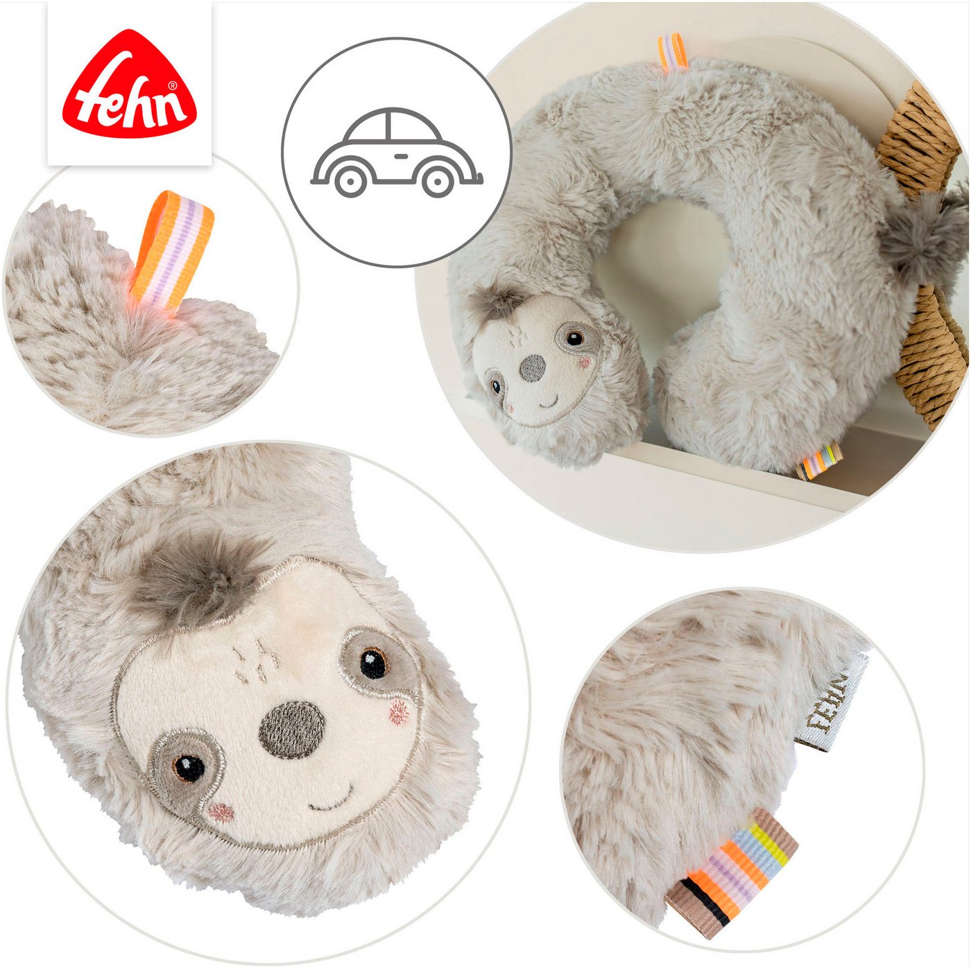 Fehn Nackenkissen Lazy, Crazy & Pink, Faultier – Bild 4 von 5