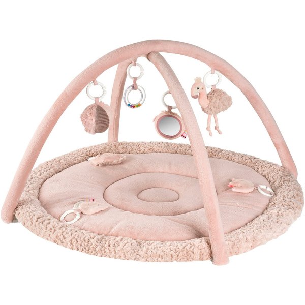 Fehn Spielbogen Lazy, Crazy & Pink, Flamingo, 3-D-Activity-Decke, mit 5 abnehmbaren Spielzeugen