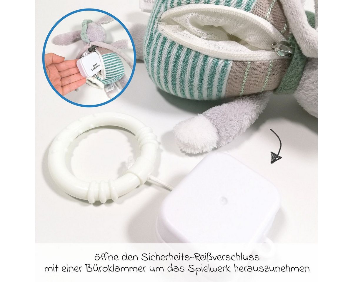 Fehn Spieluhr Esel, Kuscheltier mit Melodie 'Weißt du wieviel Sternlein stehen' – Bild 4 von 5