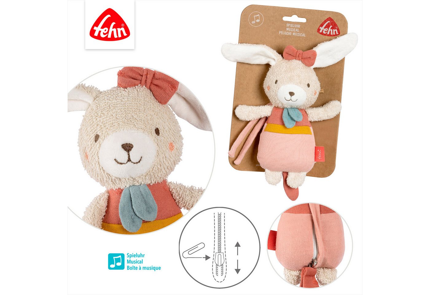 Fehn Spieluhr Spieluhr Hase, mit herausnehmbarem Spielwerk – Bild 4 von 5