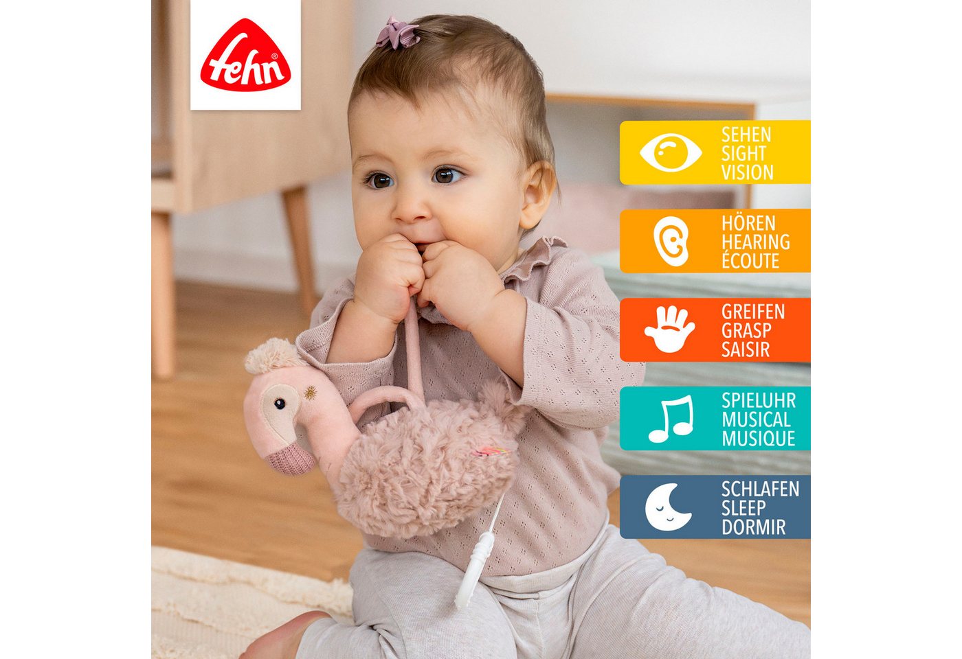 Fehn Spieluhr Lazy, Crazy & Pink, Flamingo – Bild 2 von 5