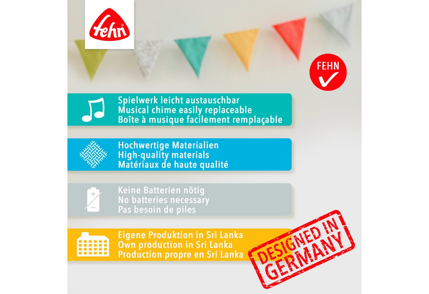 Fehn Spieluhr Lazy, Crazy & Pink, Chamäleon – Bild 5 von 5