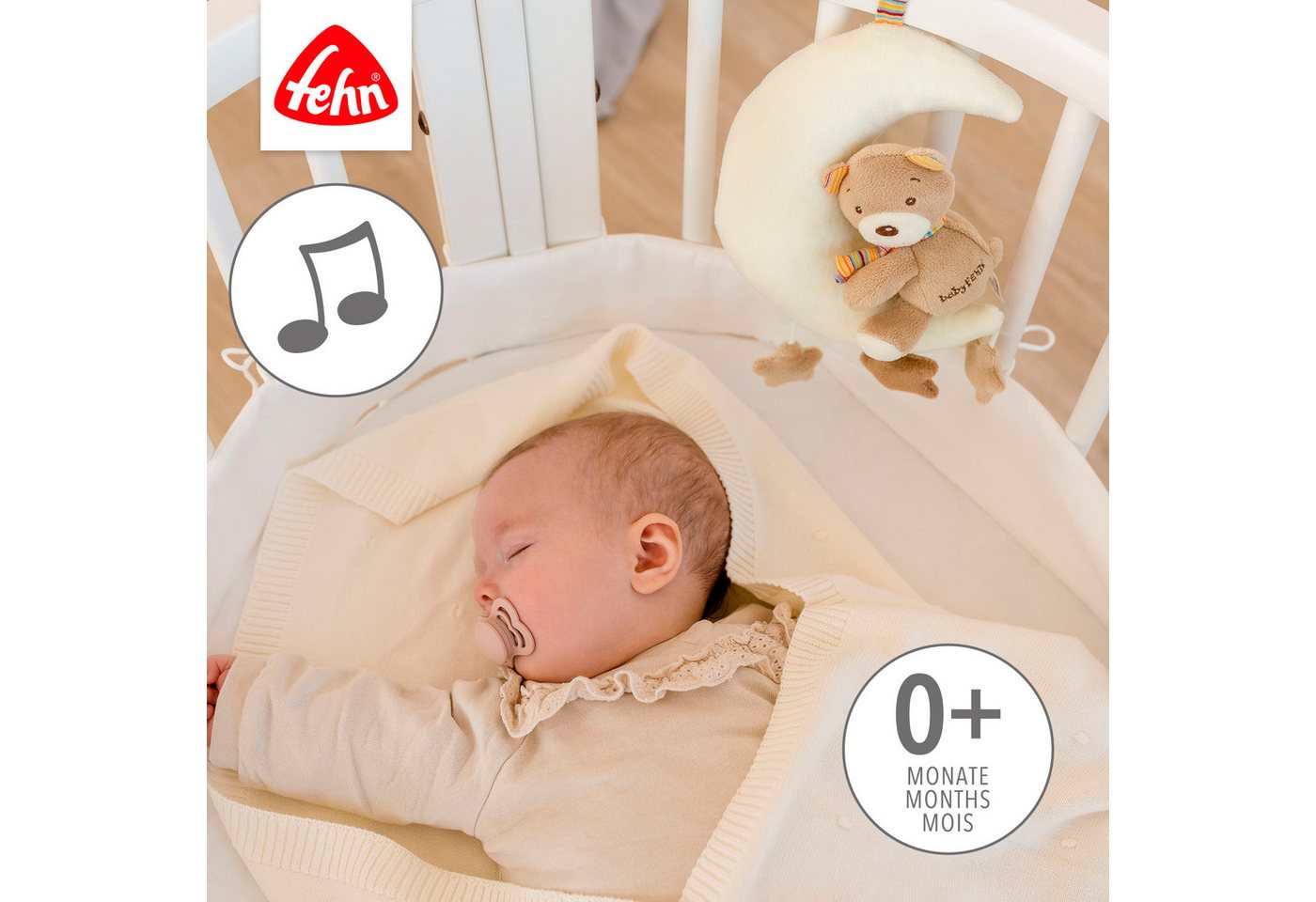 Fehn Spieluhr Rainbow, Teddy im Mond – Bild 3 von 5
