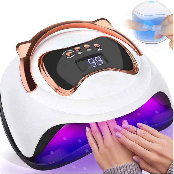 feinlux Lichthärtungsgerät Lichthärtungsgerät Nagellampe,UV-Beleuchtung Nageltrockner, 120W,4-stufige Zeitsteuerung, Intelligenter Sensor,LCD-Display,Tragegriff