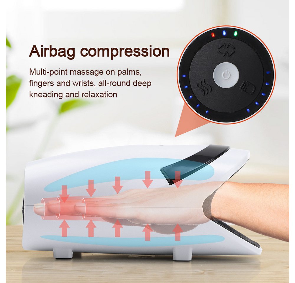 feinlux Massagegerät Elektrisches Handmassagegerät, Packung, thermostatische Graphen-Wärmepackungen, Airbag Squeeze, Akupressurpunkte, 3 Massagemodi, 5 Airbag-M – Bild 4 von 5