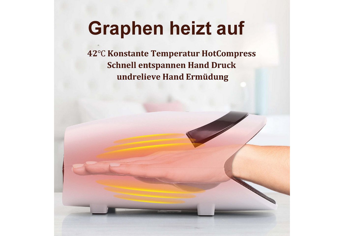 feinlux Massagegerät Elektrisches Handmassagegerät, Packung, thermostatische Graphen-Wärmepackungen, Airbag Squeeze, Akupressurpunkte, 3 Massagemodi, 5 Airbag-M – Bild 5 von 5