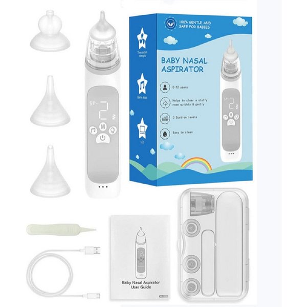 feinlux Nasensauger Nasal Aspirator, Baby Nasensauger, Packung, Ebene der Bildschirmanzeige, Wiederaufladbar Mit Musikfunktion, Mit 3 Stufen Der Saugkraft Und 3