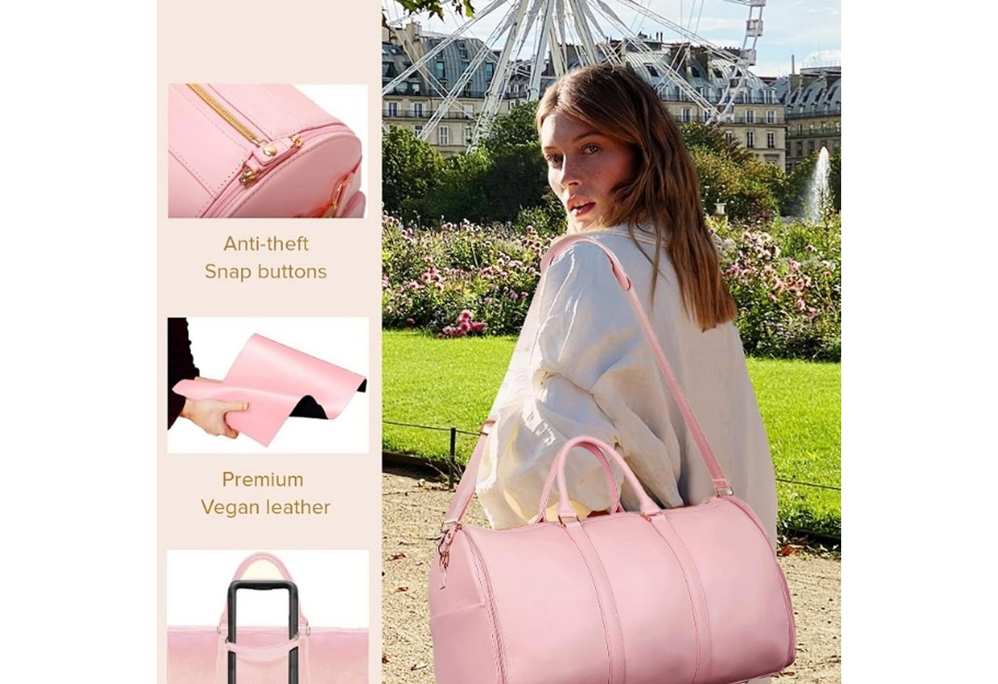 feinlux Shopper Reisetasche Foldybag,reisetasche faltbar,Travluxe Faltbare Reisetasche (Packung, Foldy Bag,Wasserdichter Kleidersack für Reisen), Perfekte Reise – Bild 2 von 5