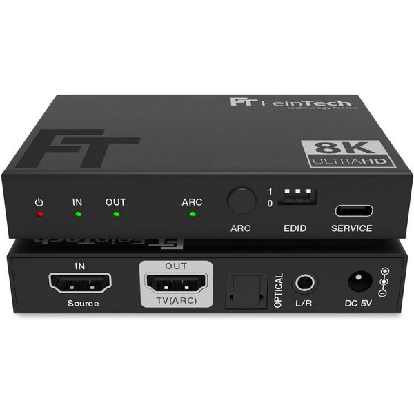 FeinTech AX210 HDMI 2.1 Audio Extractor SPDIF Toslink Cinch ARC HDMI-Adapter zu HDMI, 3,5-mm-Klinke, Toslink, HDMI 2.1 4K 120Hz & 8K 60Hz ARC