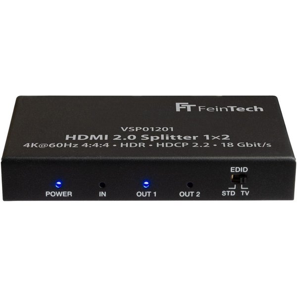 FeinTech HDMI-Splitter VSP01201 HDMI 2.0 Splitter 1x2, Downscaler, EDID-Management