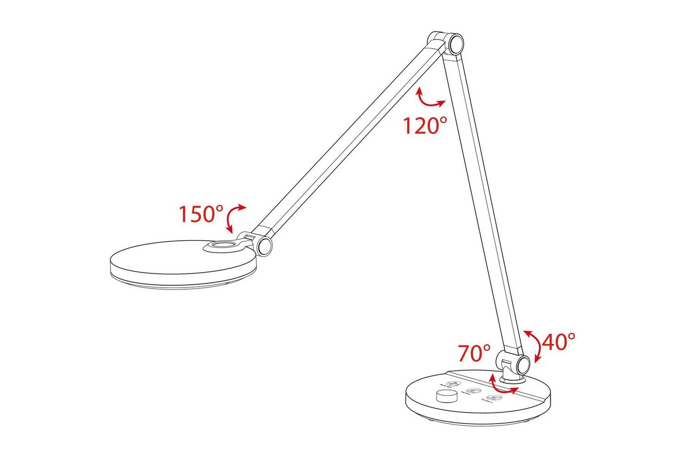 FeinTech LED Schreibtischlampe mit Drehknopf, LED fest integriert, Tageslichtweiß, warmweiß, kaltweiß, dimmbar – Bild 3 von 5